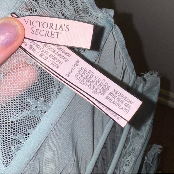 VICTORIA’S SECRET XS Dream Angels Blue Green Corset Top Boned Lace Bra Top - Picture 3 of 9